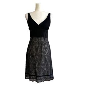 Moulinette Soeurs Black Lace Silk Blend Chiffon Sleeveless Cocktail Dress Size 2